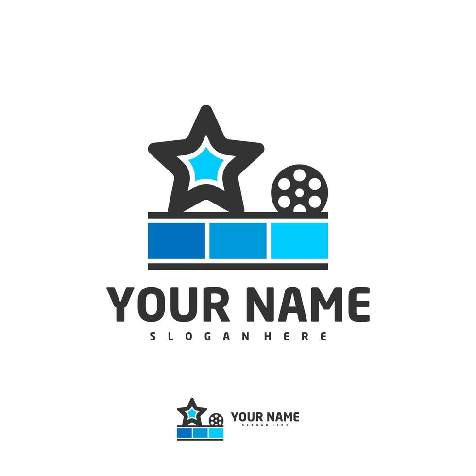 modelo de vetor de logotipo de estrela de cinema, conceitos de design de logotipo de cinema de tira de filme criativo