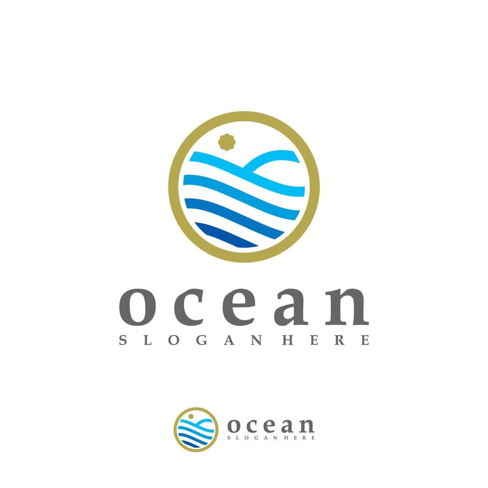 modelo de vetor de logotipo de ondas oceânicas, conceitos criativos de design de logotipo de ondas de água