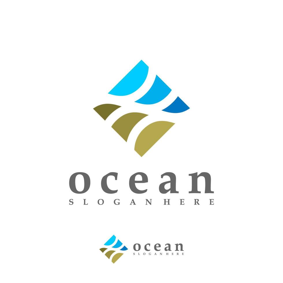 modelo de vetor de logotipo de ondas oceânicas, conceitos criativos de design de logotipo de ondas de água