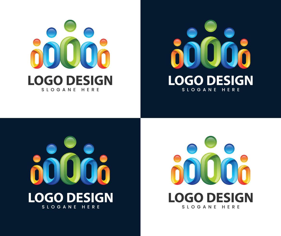 pessoas abstratas utilizáveis para trabalho em equipe e logotipo da família vetor