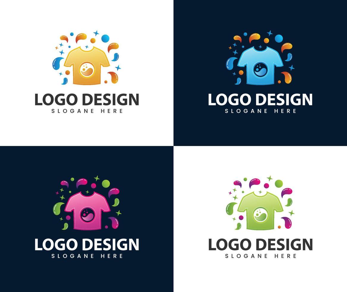 designs de logotipo de lavagem de pano designs de modelo de logotipo de lavanderia vetor