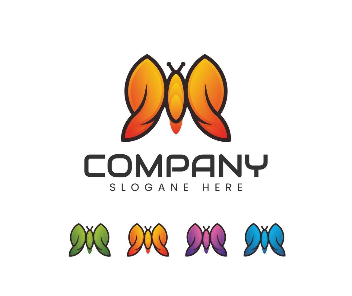 modelo de conceito de design de logotipo colorido de borboleta vetor