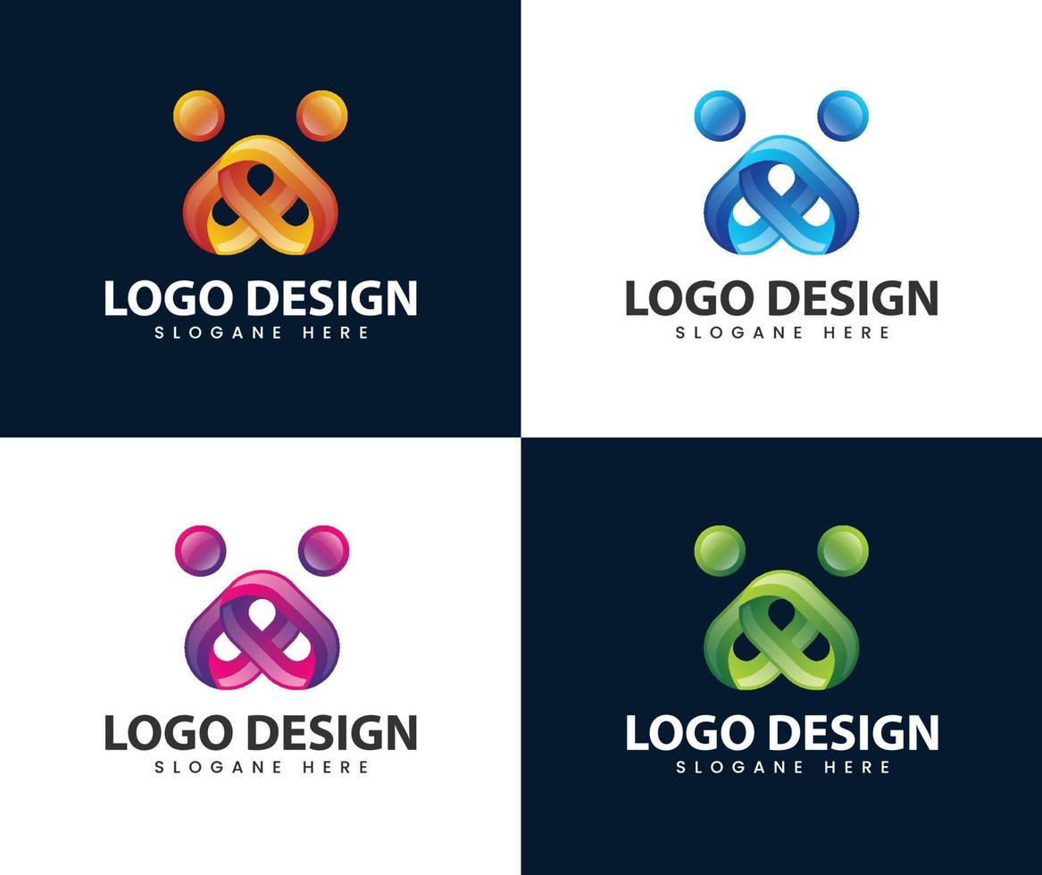 design de logotipo 3d comunidade abstrata vetor