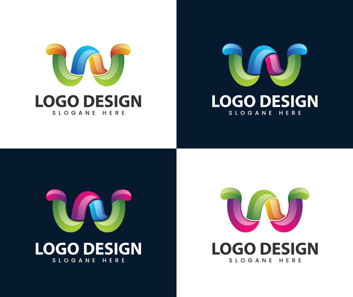 design de logotipo abstrato letra w vetor