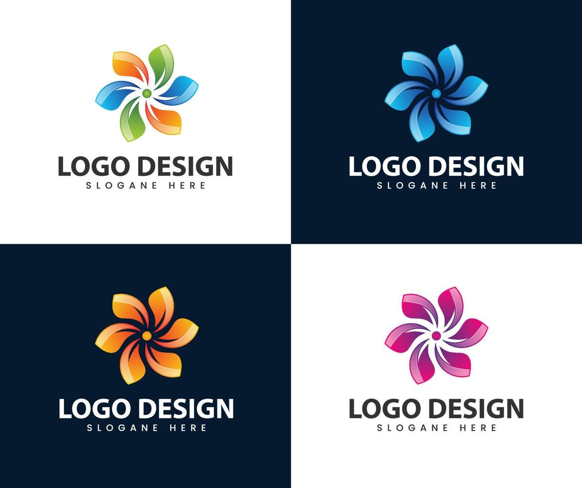 design de logotipo 3d moderno e colorido abstrato vetor