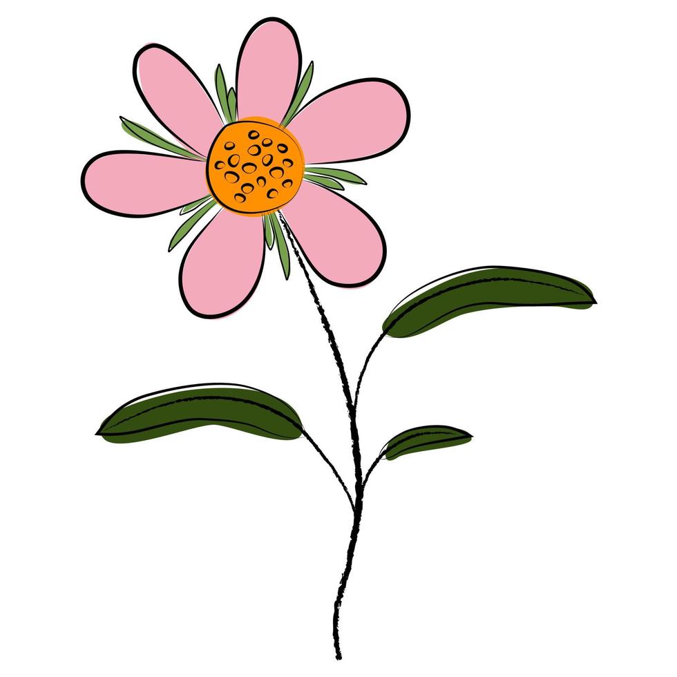 flor de pincel de desenho de mão. vetor