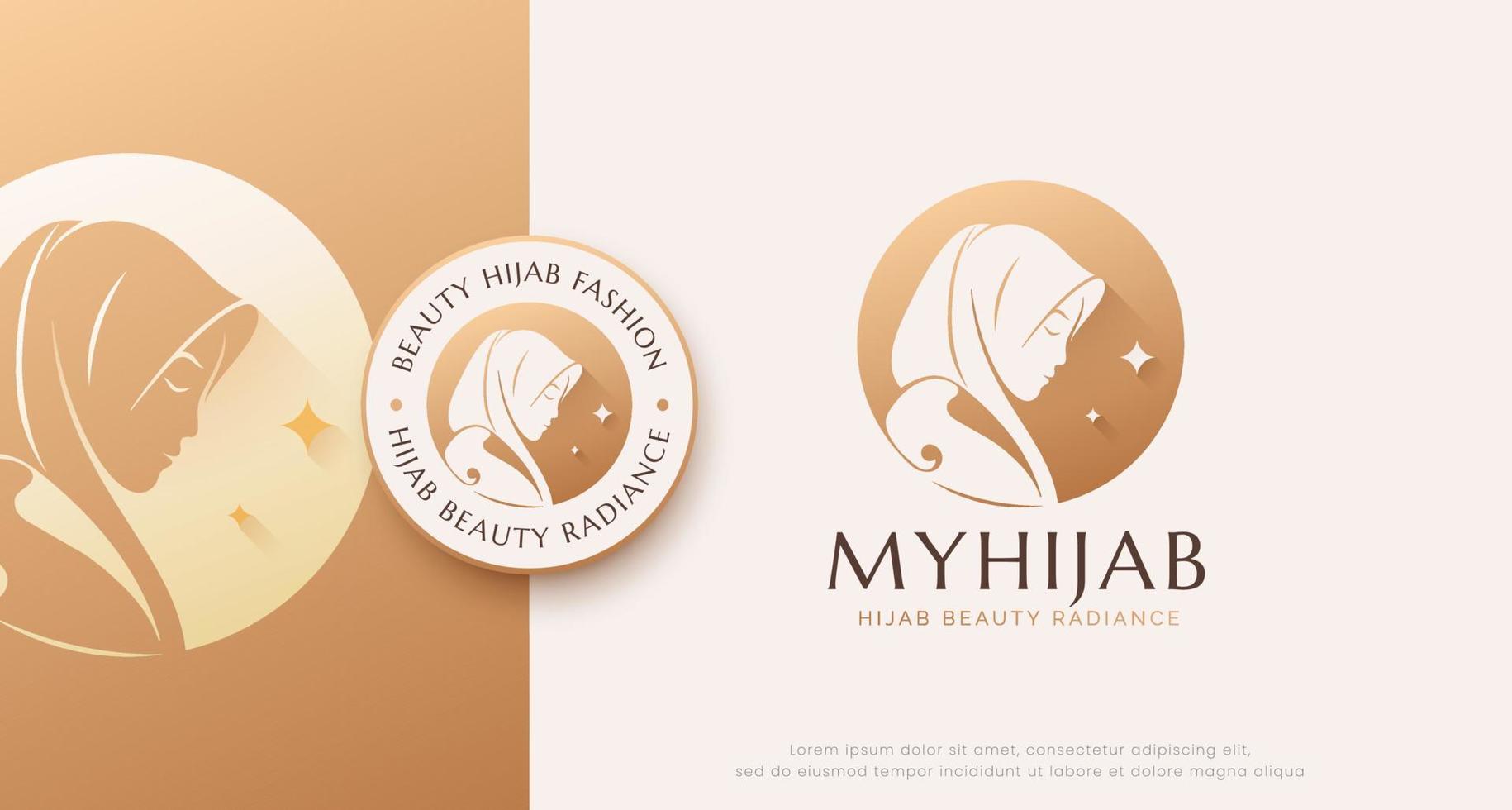 silhueta de mulher muçulmana usando logotipo hijab vetor