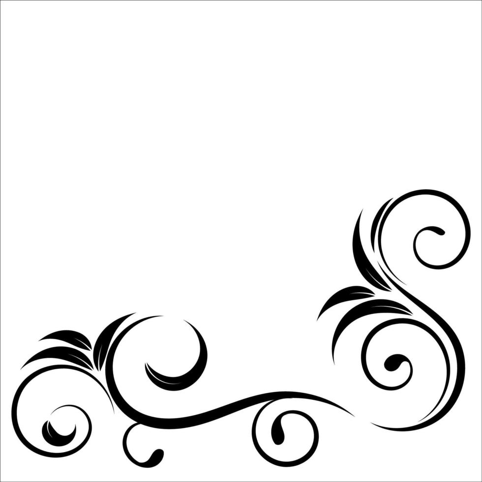 ornamento floral vintage, elemento decorativo desenhado à mão, ilustração vetorial de elemento floral isolado em fundo preto, design para cartões de decoração de página, casamento, banner, quadros vetor