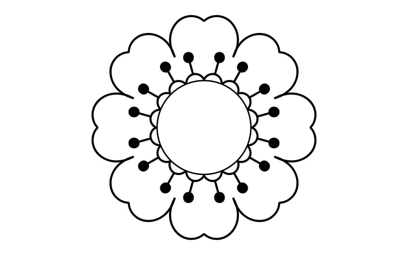 vetor de ícone de flor isolado no fundo branco, ilustração de ícone de flor desenhada à mão, modelo de logotipo floral, ícone natural de símbolo