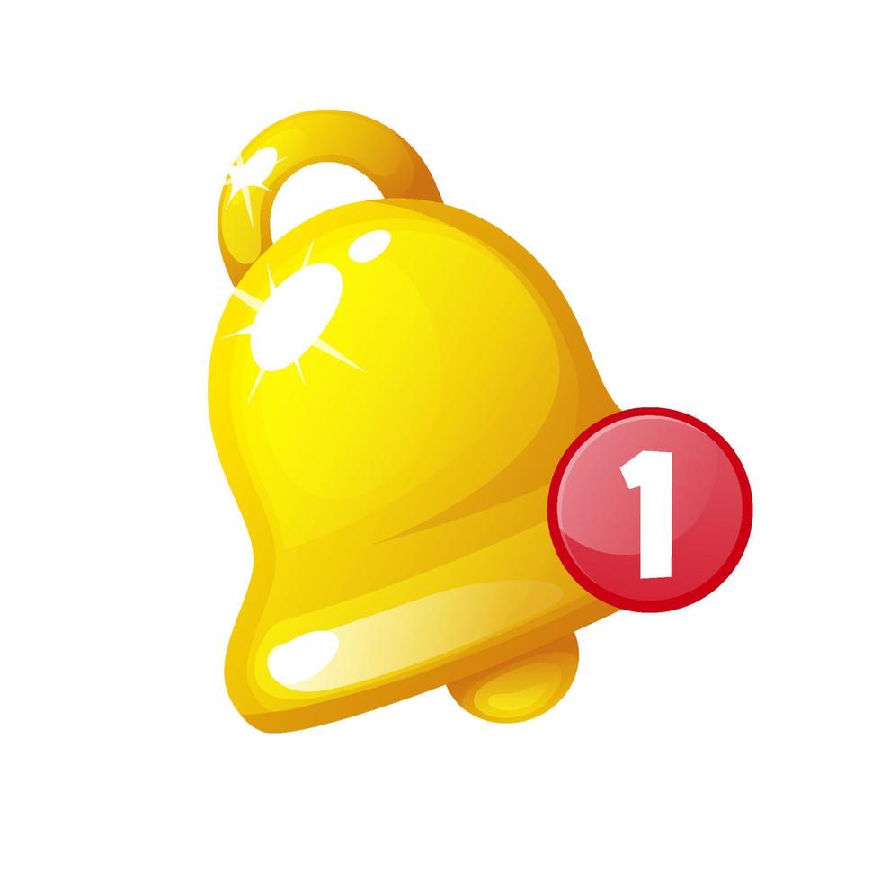 chamada dourada móvel, ícone de notificação para o jogo. ícone de mensagem de ilustração vetorial para app, objeto para gui. vetor
