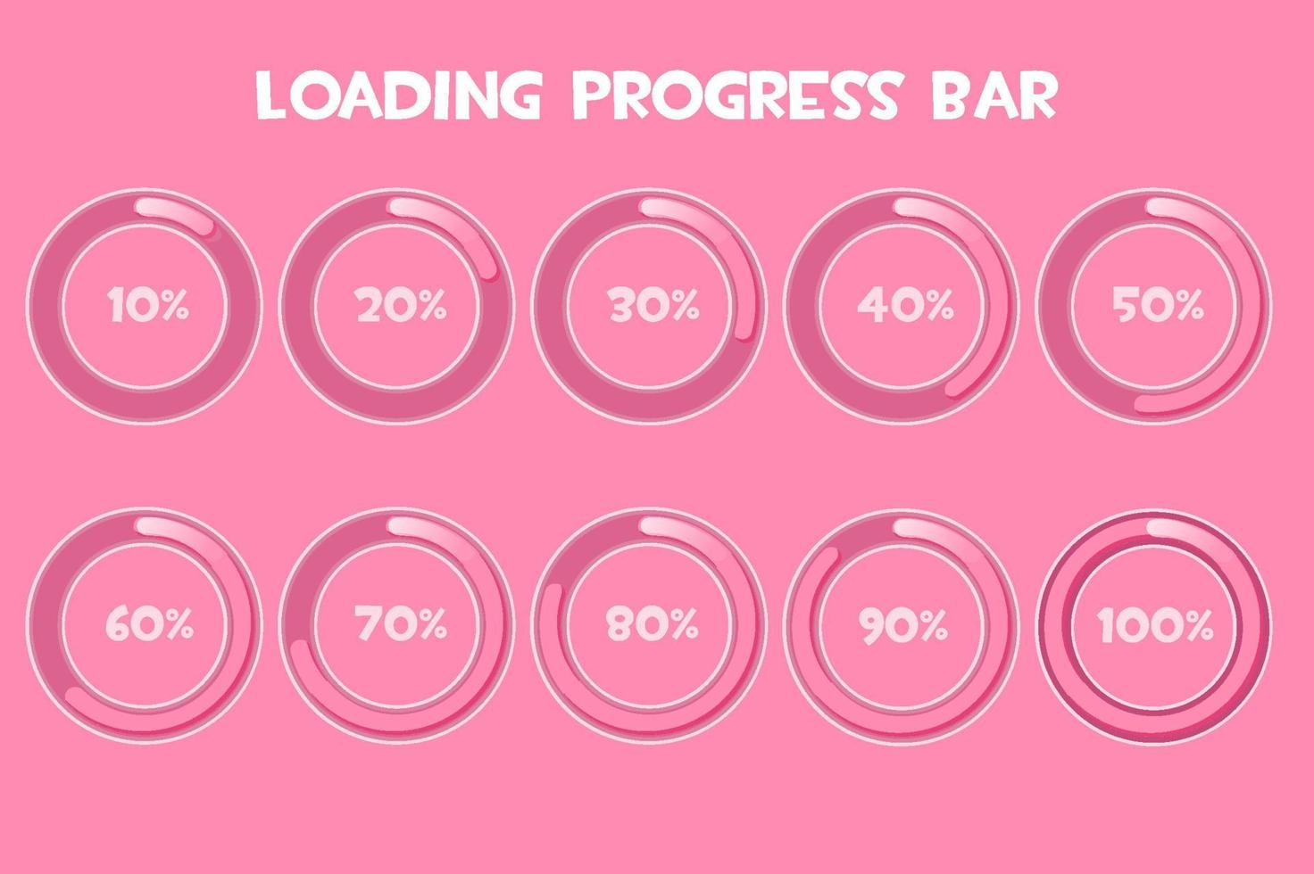 carregando a barra de progresso é rosa. conjunto de carregamento de círculo ou porcentagem de progresso. elementos de design de infográficos. vetor