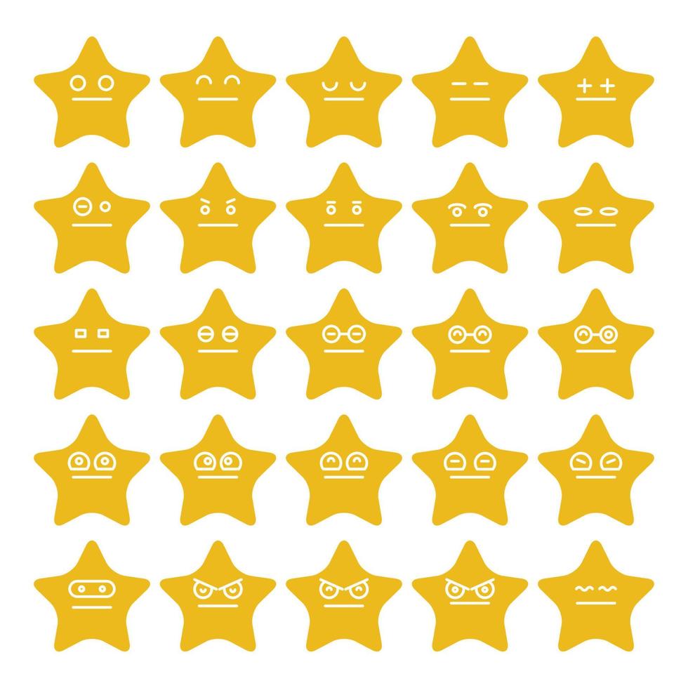 conjunto de vetores de emoticons de estrelas fofas