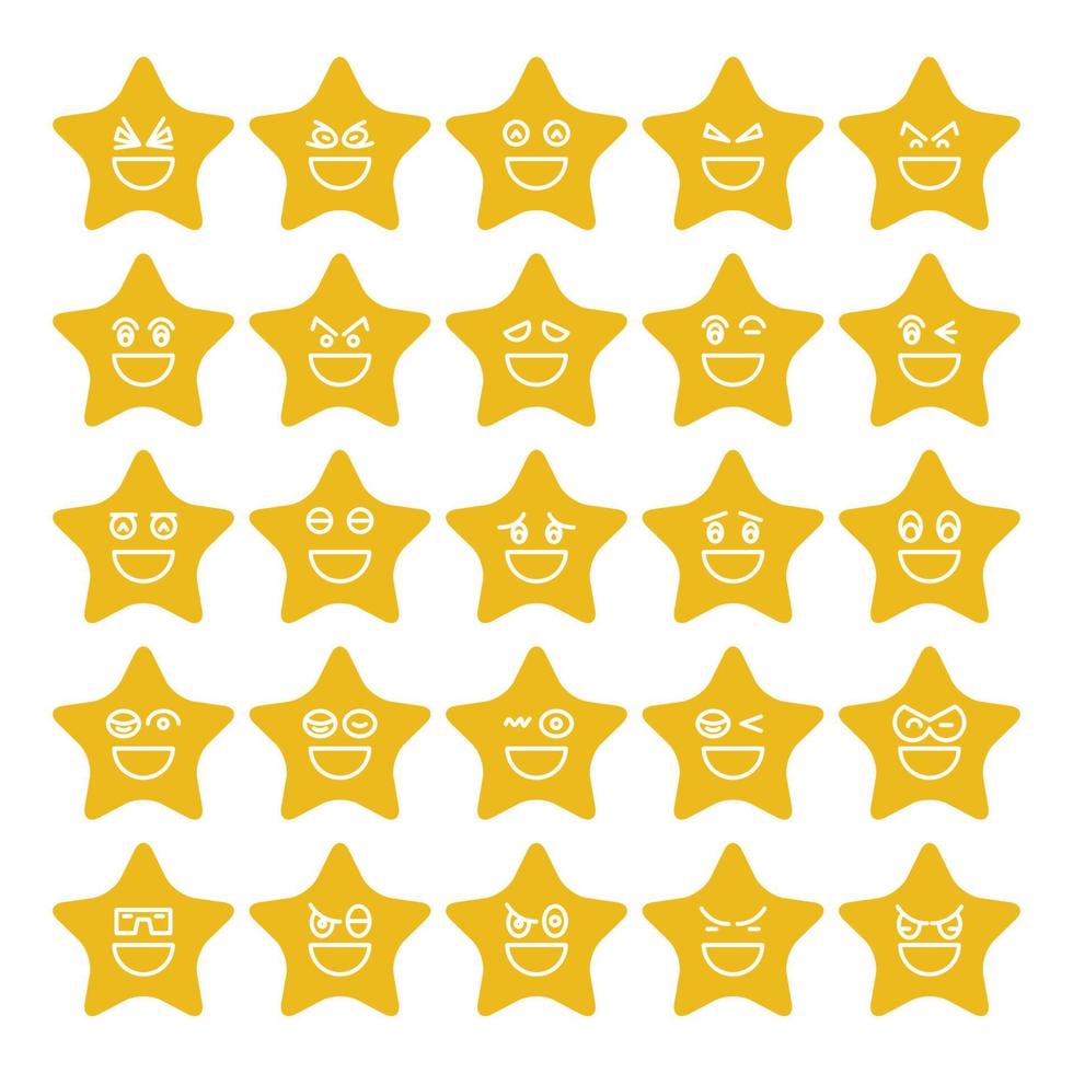 conjunto de vetores de emoticons de estrela de sorriso