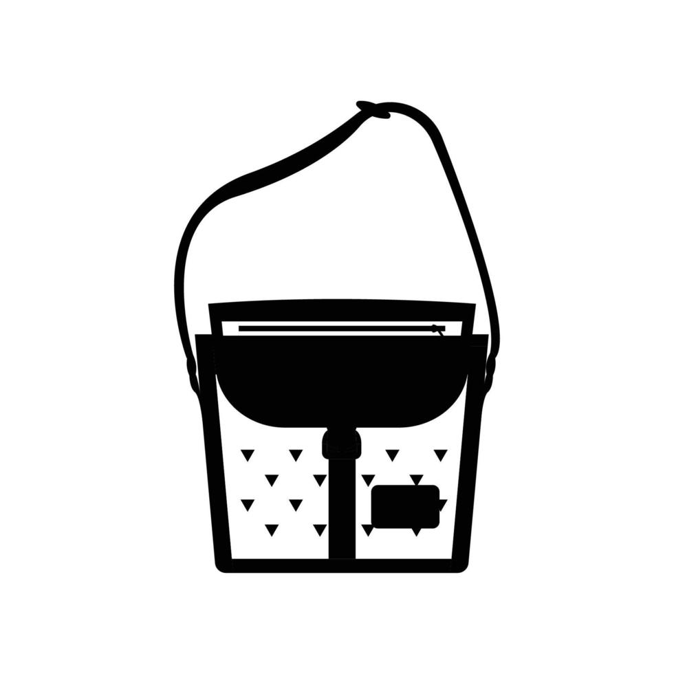 silhueta de saco de estilingue. elemento de design de ícone preto e branco em fundo branco isolado vetor