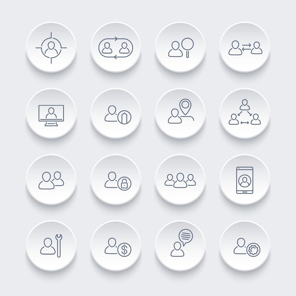 conjunto de ícones de linha de pessoal, recursos humanos, rh, equipe, funcionário, ilustração vetorial vetor