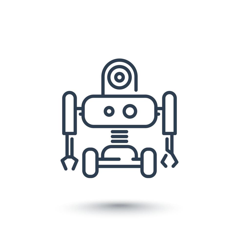 ícone de linha de robótica, pictograma de robô isolado em branco, ilustração vetorial vetor