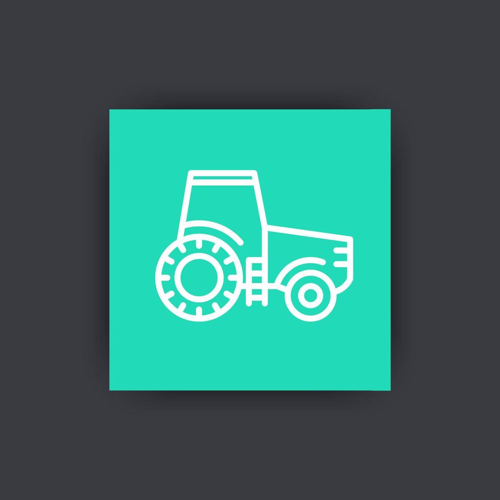 ícone de linha de trator, agromotor, veículo de engenharia, ícone quadrado de trator agrícola, ilustração vetorial vetor