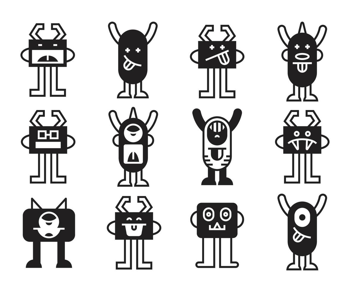 personagens de monstros de desenho animado vetor