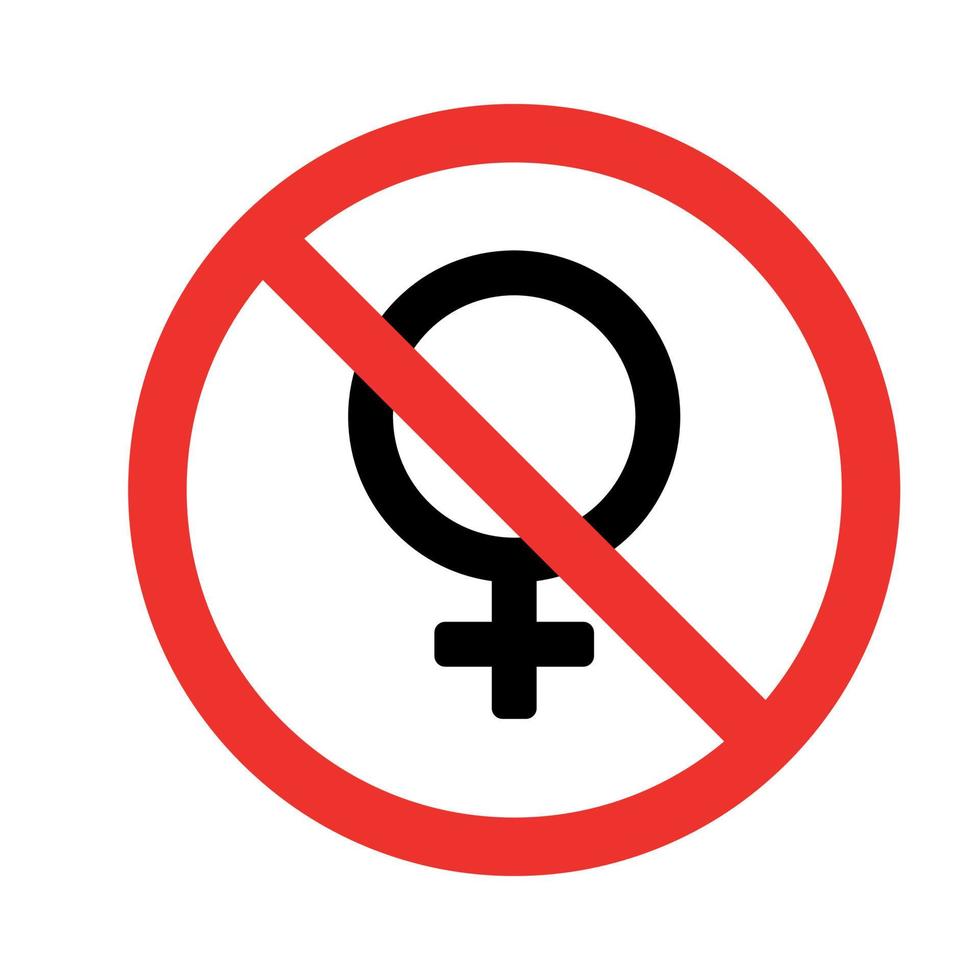 nenhuma mulher entra no sinal de proibição. nenhum ícone de acesso de mulher. símbolo de gênero. ilustração vetorial vetor