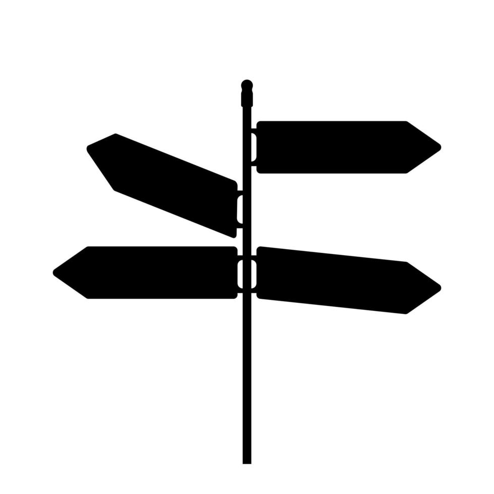 sinal de direção da estrada. silhueta do caminho. símbolo para o conceito turístico da cidade. ilustração vetorial em fundo branco isolado vetor