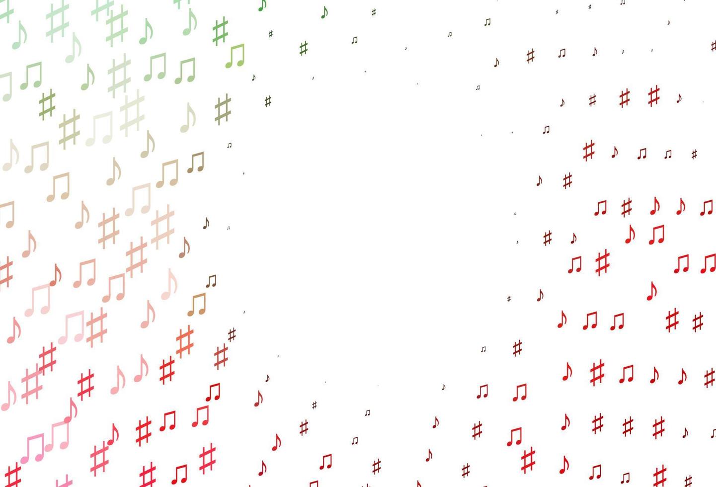 modelo de vetor verde e vermelho claro com símbolos musicais.