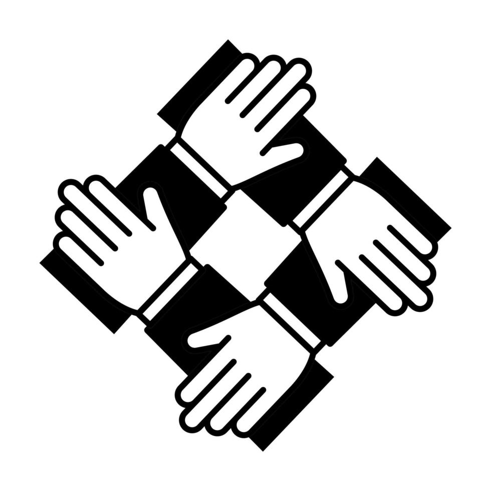 equipe mãos juntas ícone de linha. conceito de parceria de negócios. ilustração vetorial vetor