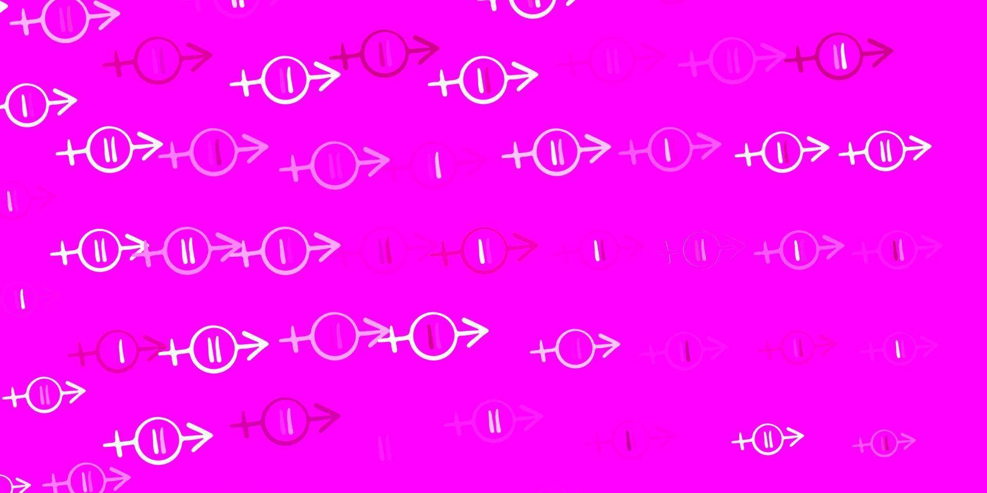 cenário de vetor rosa claro com símbolos de poder feminino.