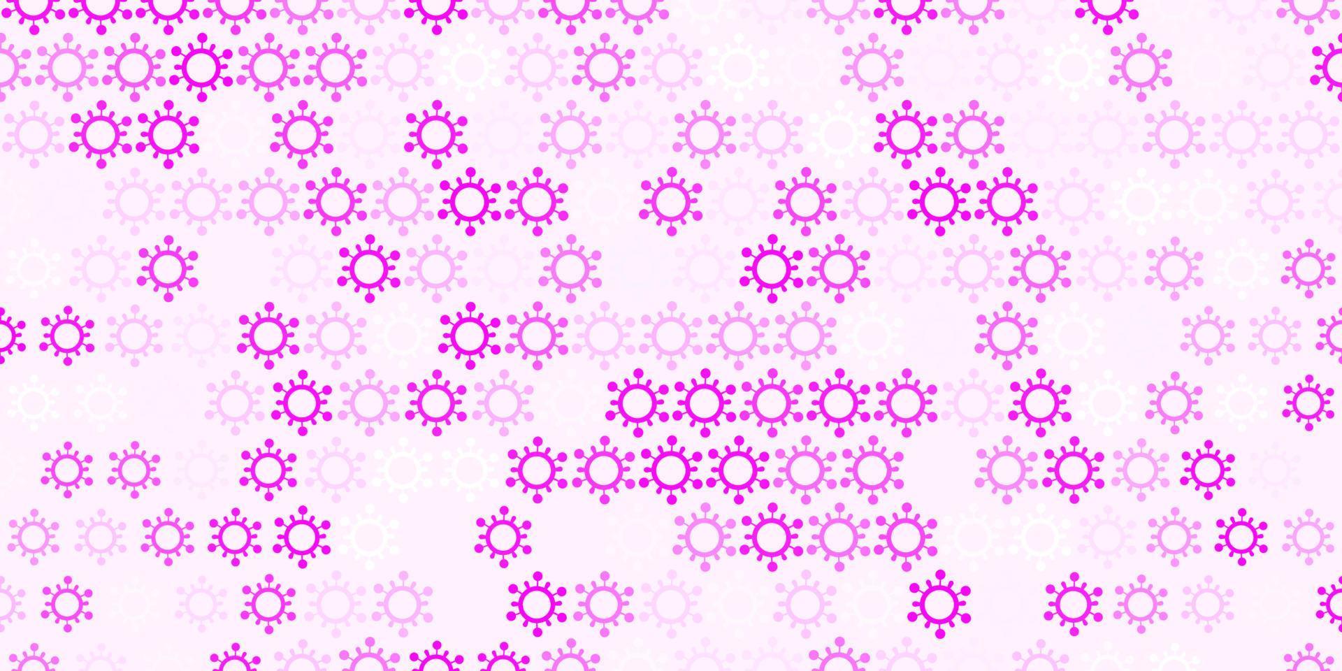 padrão de vetor rosa claro com elementos de coronavírus.