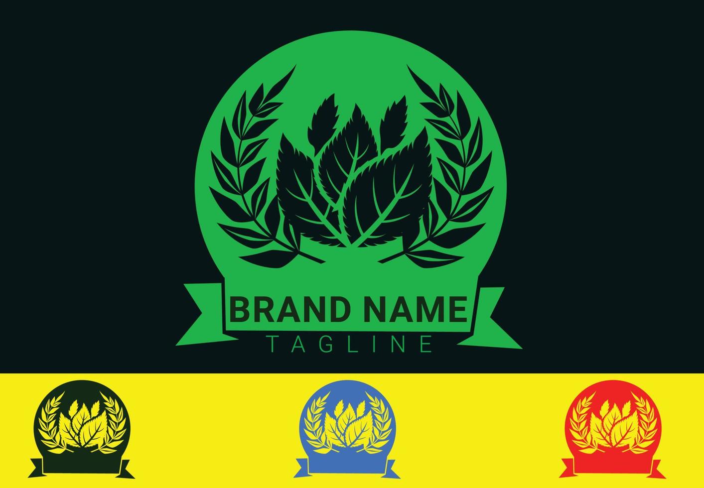 logotipo criativo de folha verde e modelo de design de ícone vetor