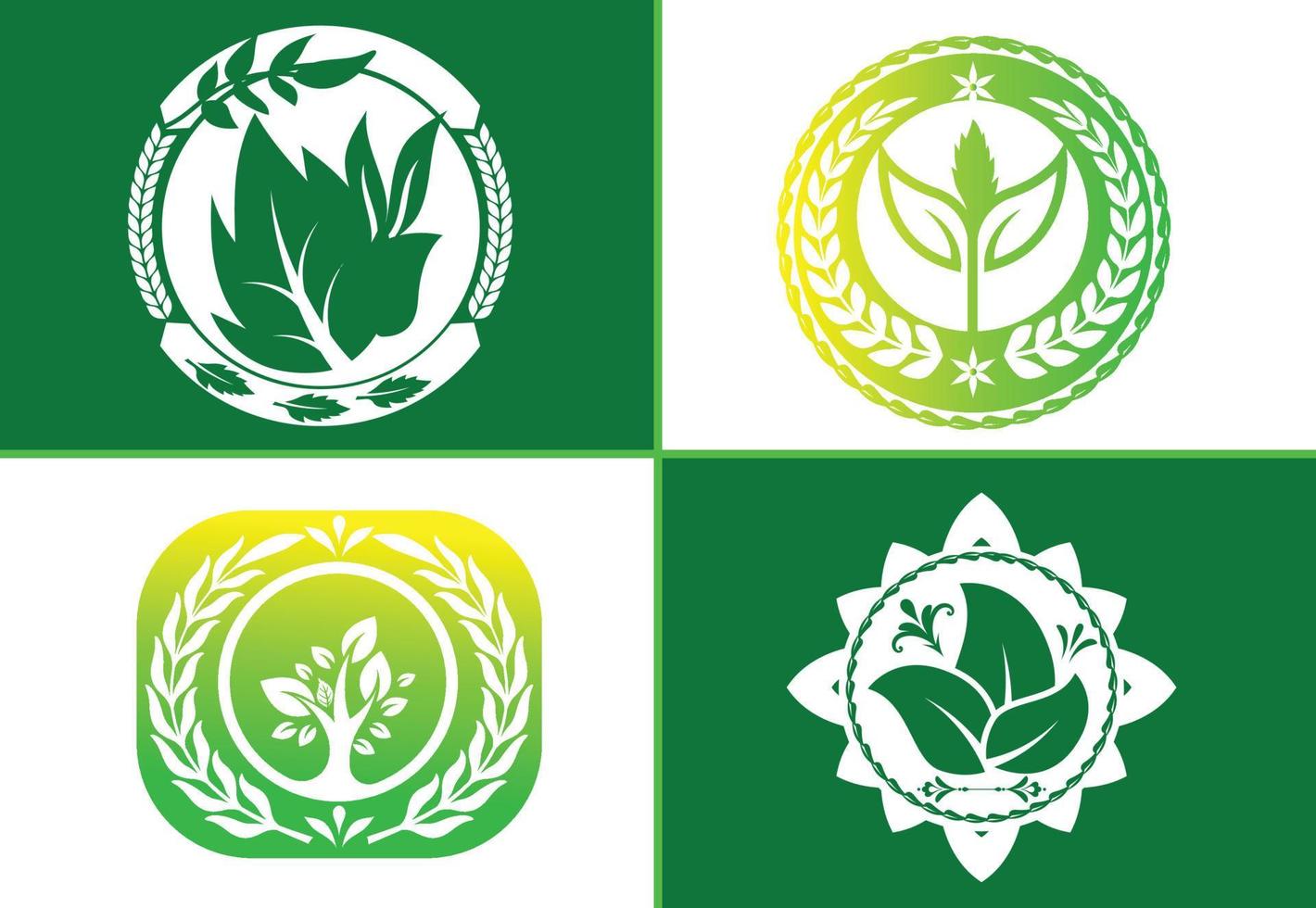 logotipo criativo de folha verde e modelo de design de ícone vetor