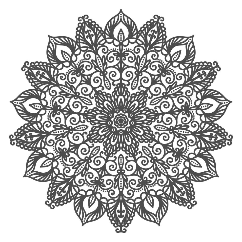 mandala de padrão de vetor decorativo. padrão redondo oriental em forma de flor. ilustração monocromática em estilo zentangle. mandala para livro de colorir, tatuagem de henna, mehendi, logotipo de ioga.