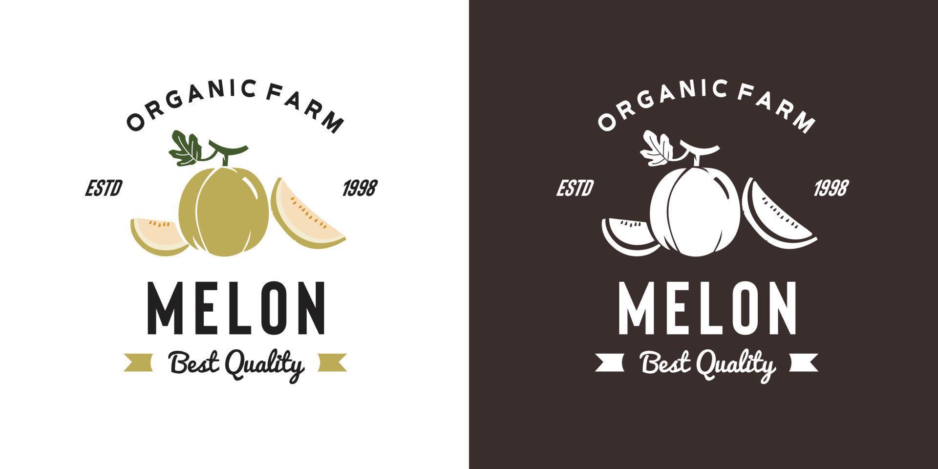 ilustração de logotipo de frutas de melão vintage adequada para loja de frutas e fazenda de frutas vetor