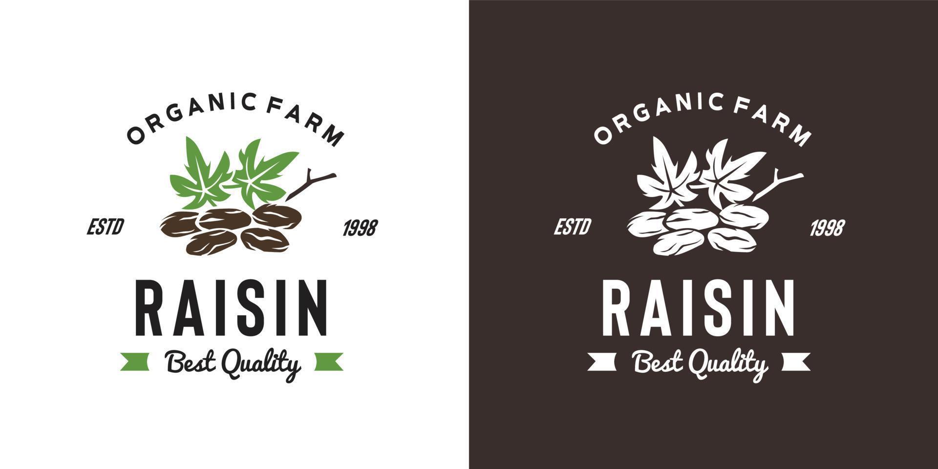 ilustração de logotipo de frutas passas vintage adequada para loja de frutas e fazenda de frutas vetor