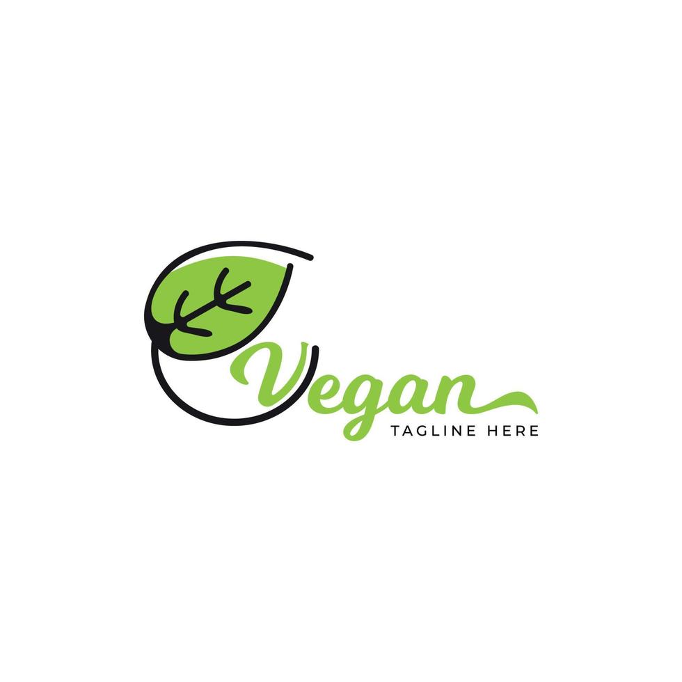 conceito de design de logotipo vegan modelo de logotipo de folha orgânica vetor