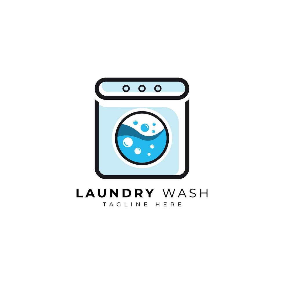 design de logotipo de lavagem de roupa para serviços de limpeza e lavanderia vetor