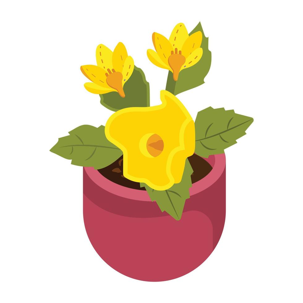 dê uma olhada neste ícone isométrico de vaso de flores vetor