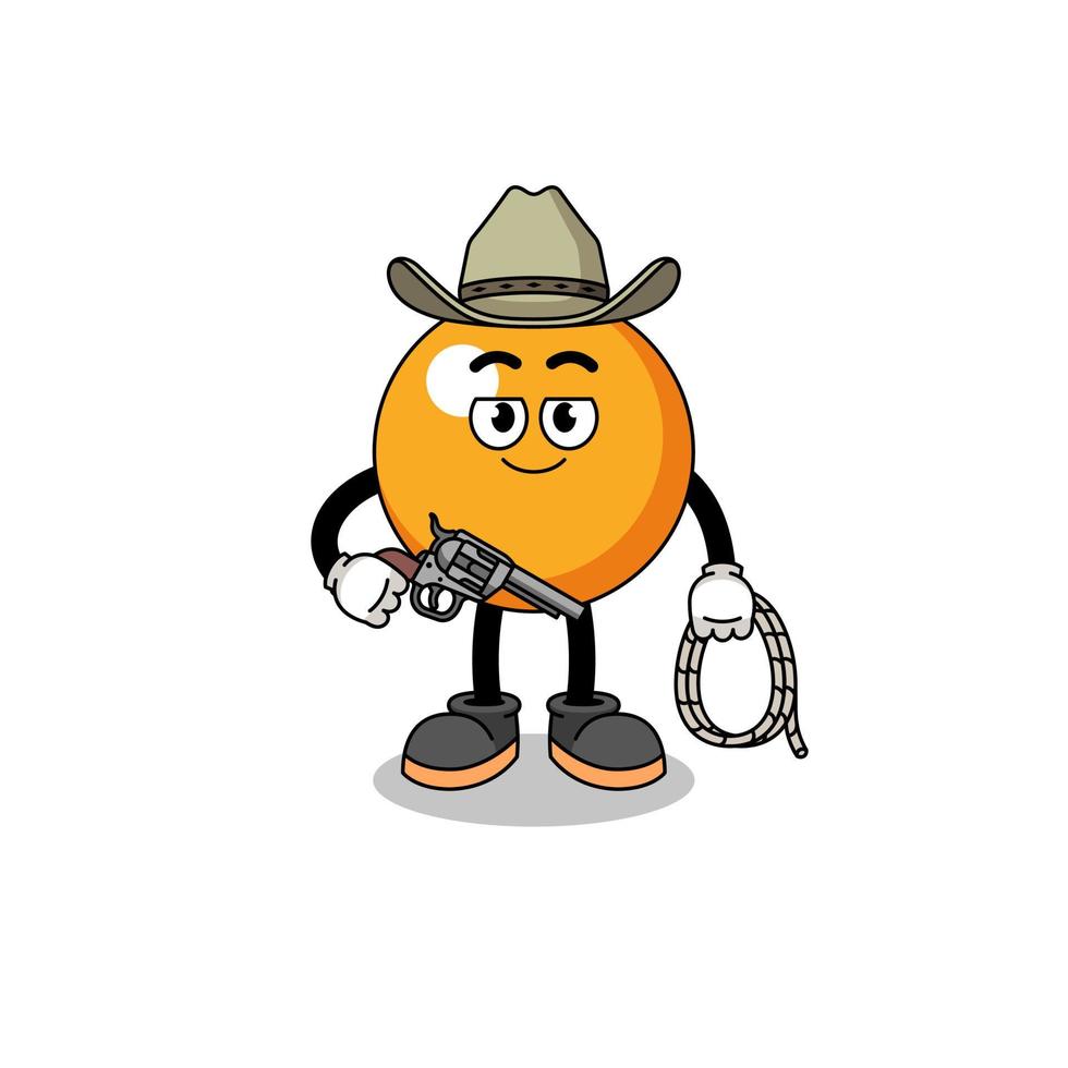 personagem mascote da bola de pingue-pongue como um cowboy vetor