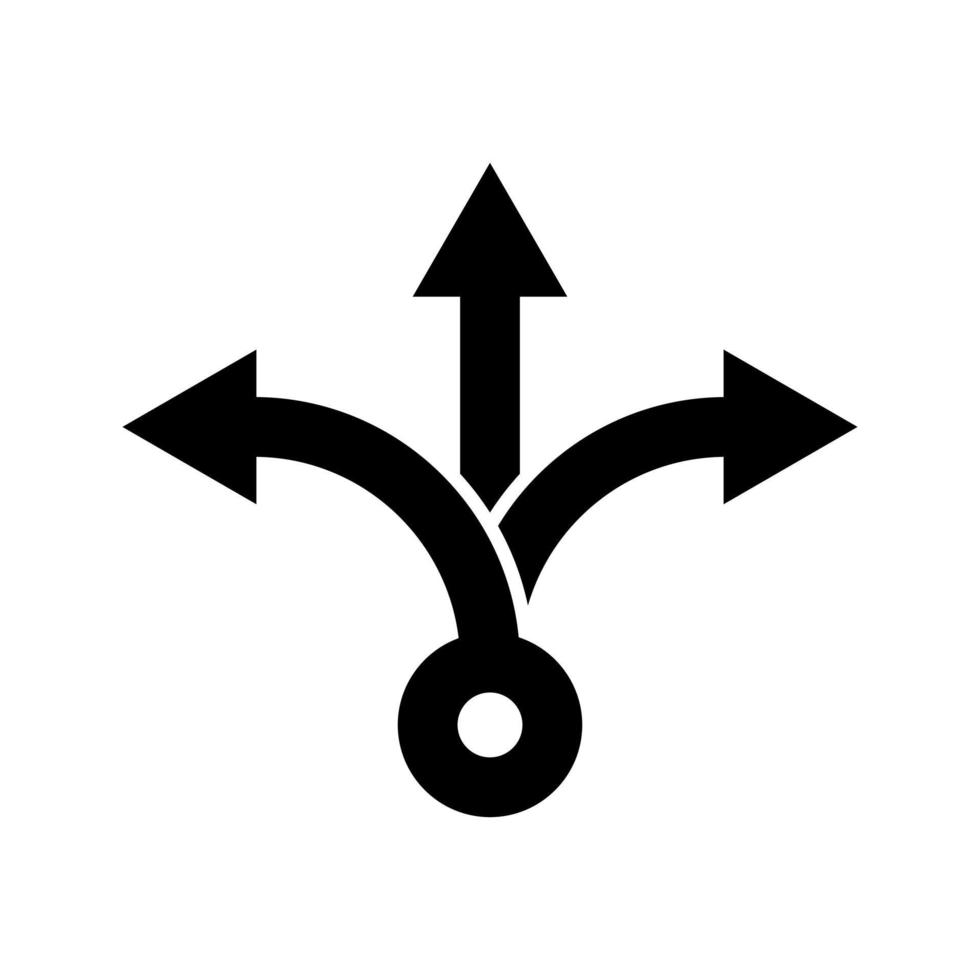 ícone de vetor de direções de três vias