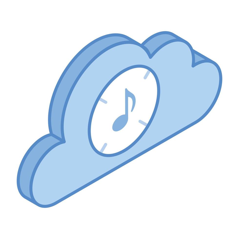 armazenamento de música online, um ícone isométrico de música na nuvem vetor