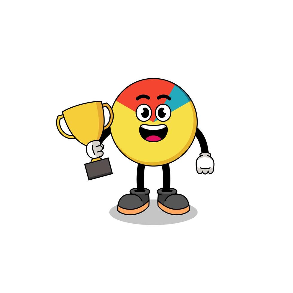 mascote dos desenhos animados do gráfico segurando um troféu vetor