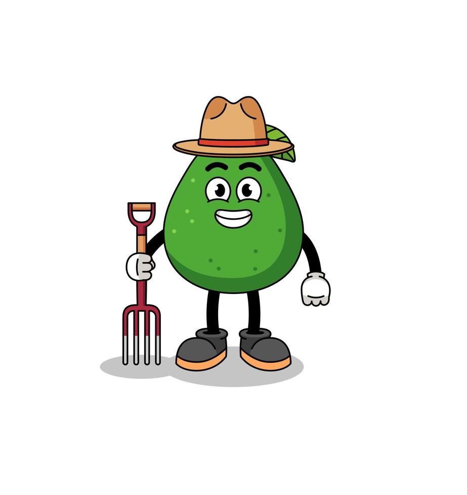 mascote dos desenhos animados do agricultor de abacate vetor