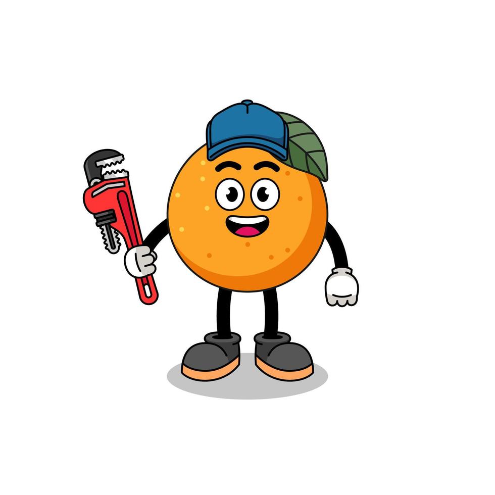 desenho de ilustração de fruta laranja como encanador vetor