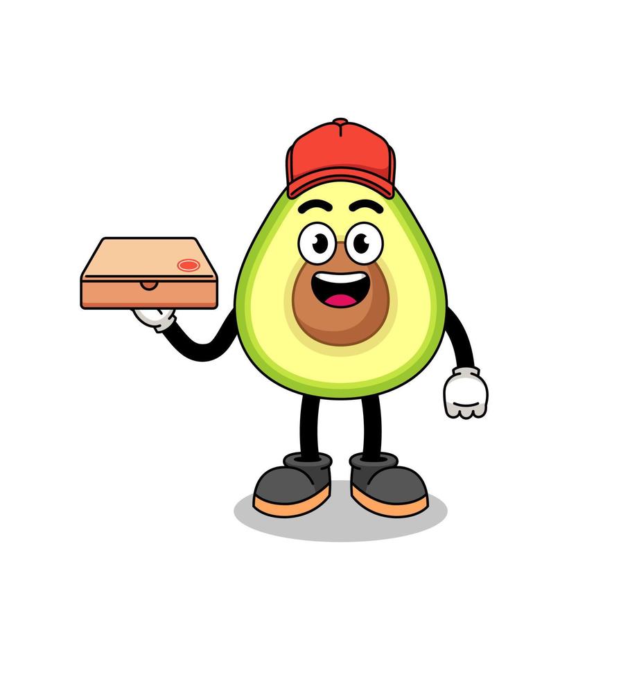 ilustração de abacate como entregador de pizza vetor