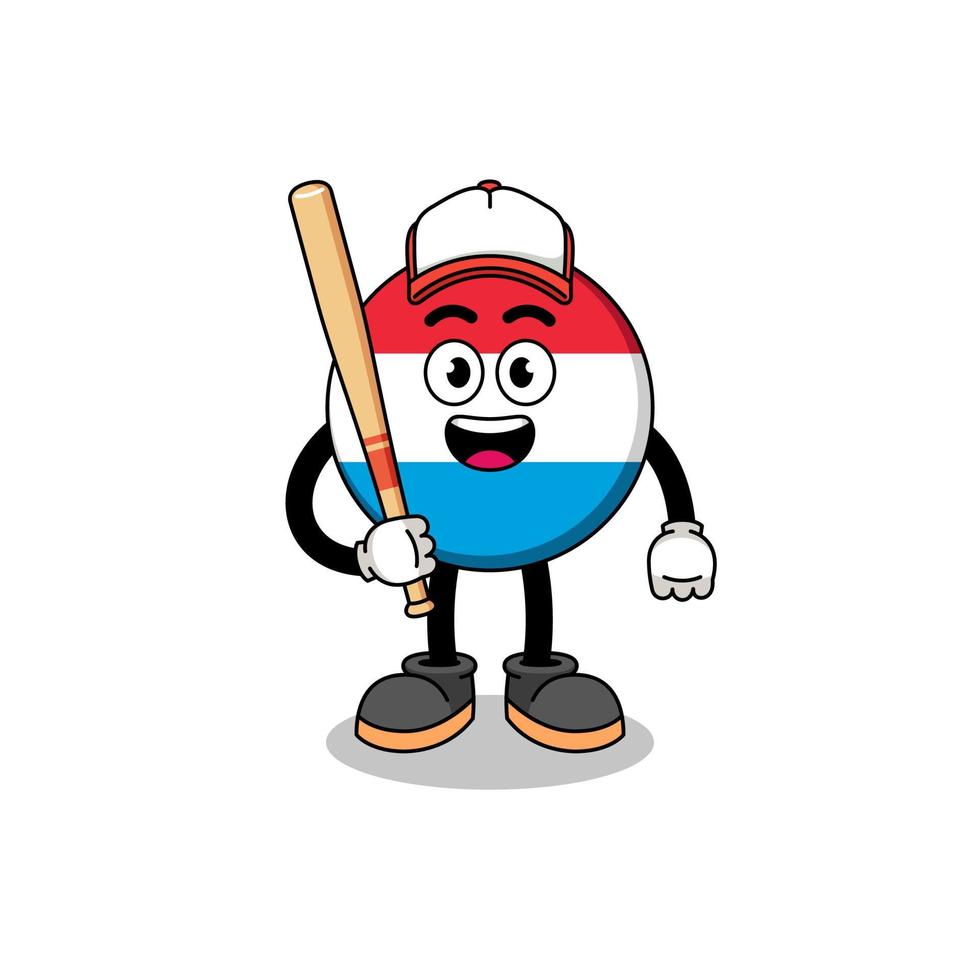 desenho de mascote de luxemburgo como jogador de beisebol vetor