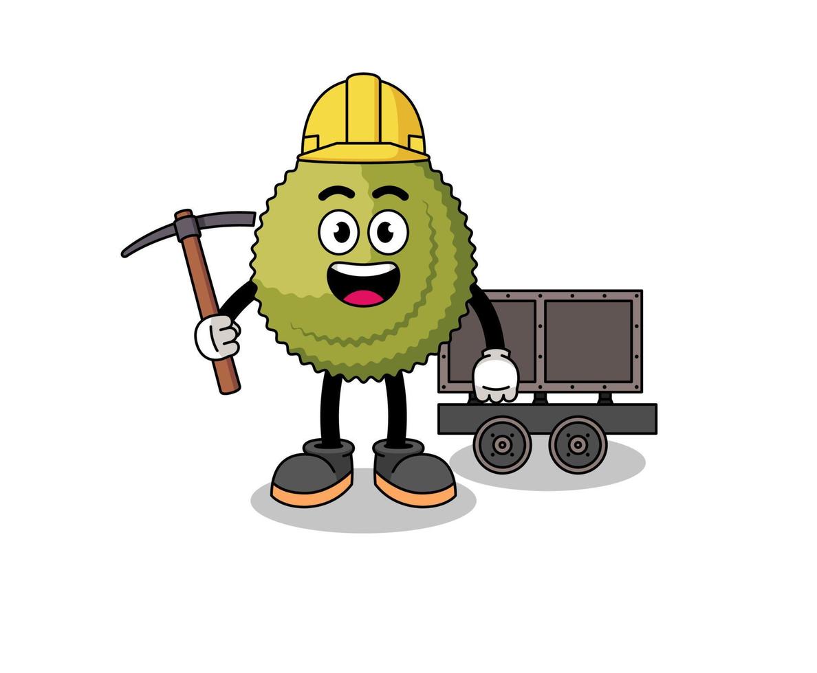 ilustração de mascote do mineiro de frutas durian vetor