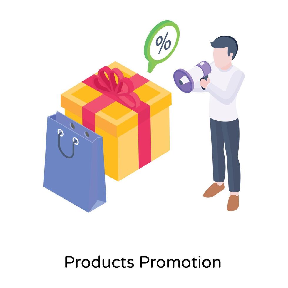 pegue este incrível ícone isométrico de promoção de produtos vetor