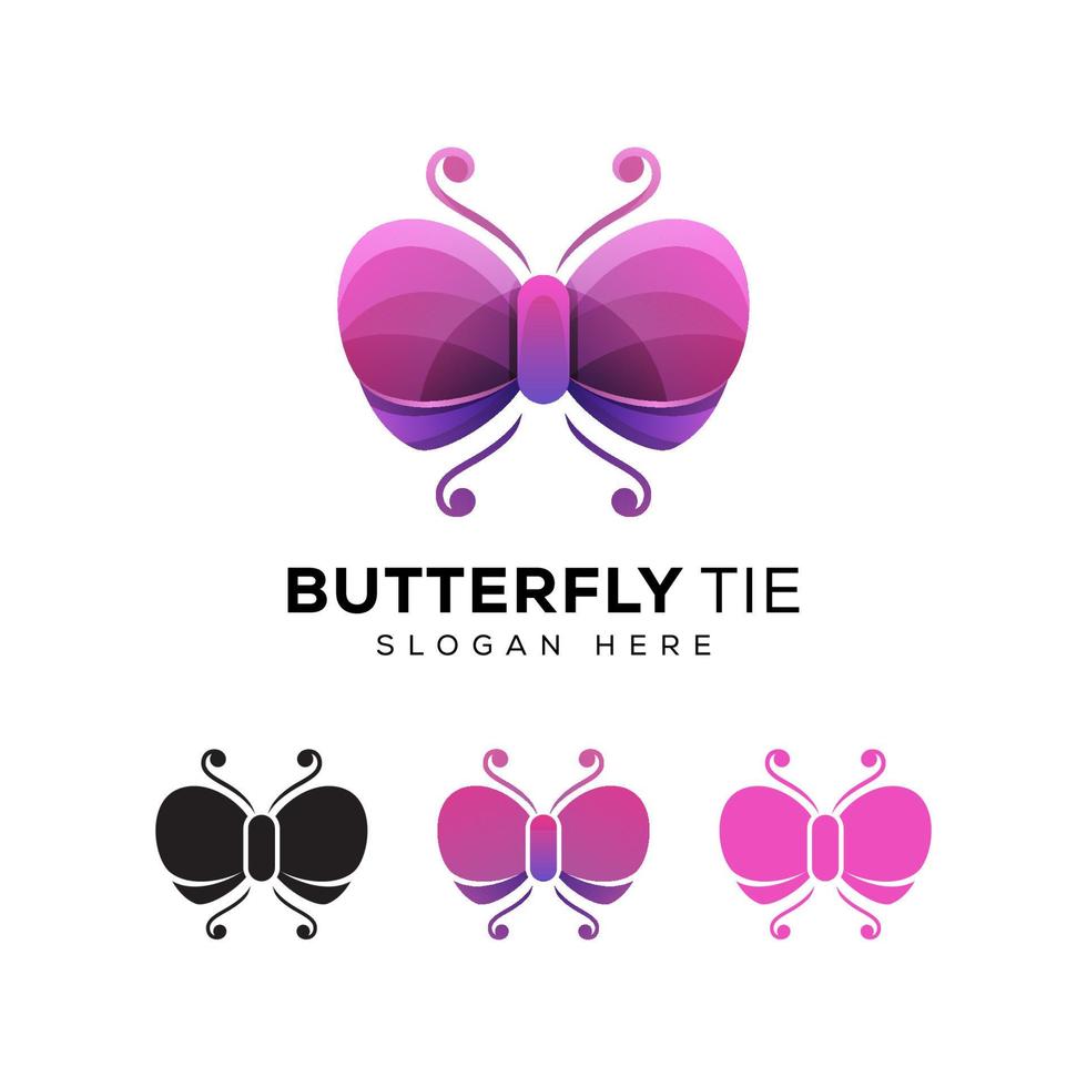 borboleta com logotipo de gravata borboleta, modelo de vetor de design de logotipo feminino de gravata borboleta