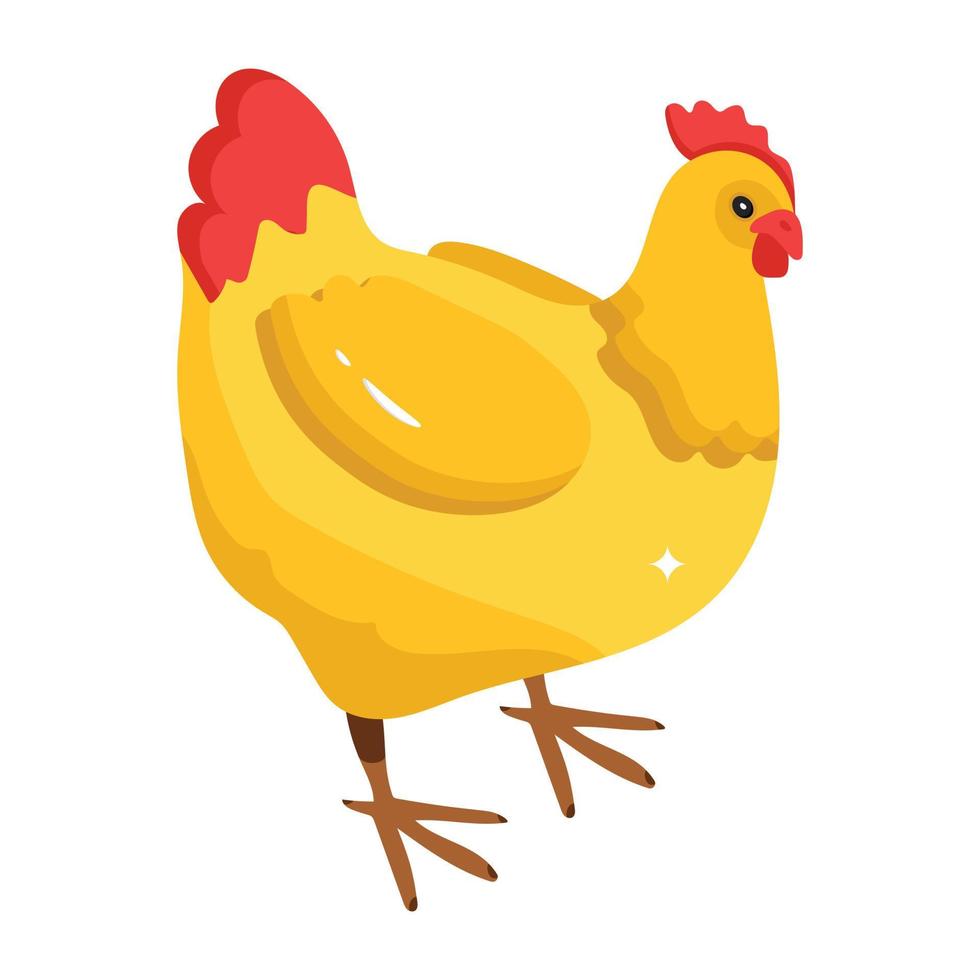 um ícone cativante bonito de galinha, estilo isométrico vetor