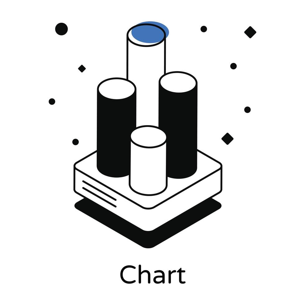 ícone do gráfico de barras em design isométrico vetor