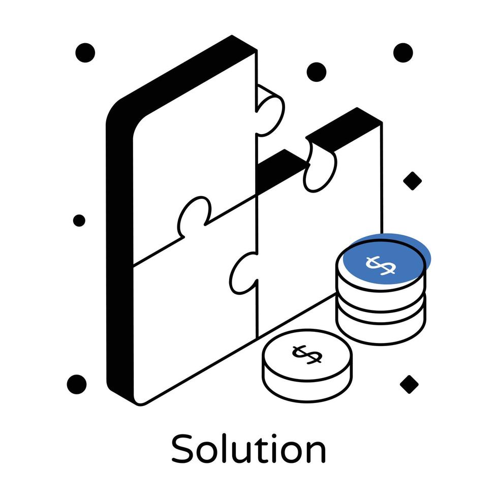 quebra-cabeça em um ícone que denota o conceito de solução vetor
